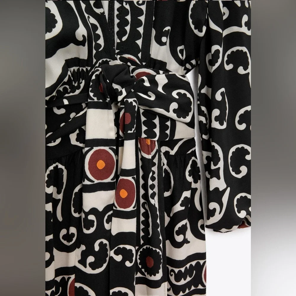 Zara Printed Wrap Dress SMALL NWT - Picture 6 of 7